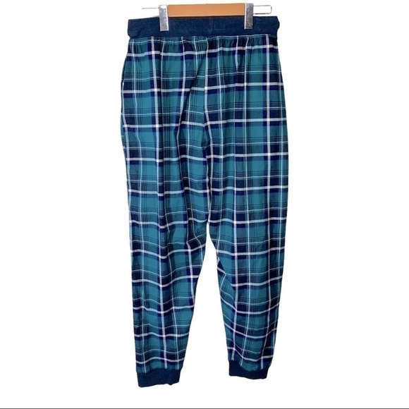 Rocawear Men's Size Large Plaid Flannel Drawstring Green Blue Lounge wear Pants - Picture 2 of 7